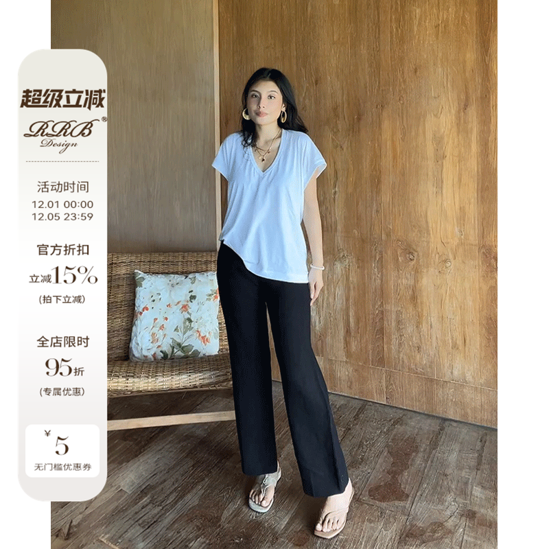 RRB Design「奈斯庄园」宽松显瘦百搭亚麻休闲裤直筒裤