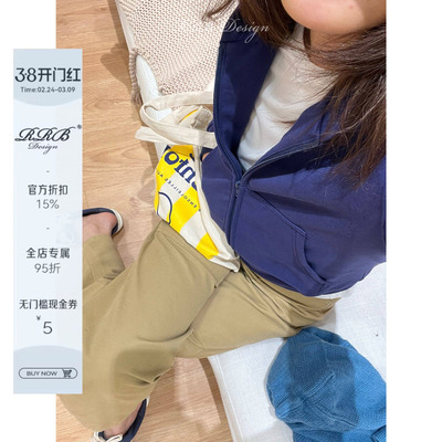 RRB Design 100%棉宽松百搭显瘦大口袋连帽外套休闲拉链卫衣开衫