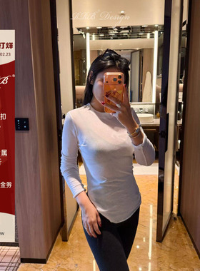 RRB Design 100%棉纯色百搭显瘦圆领长袖简约修身秋冬上衣