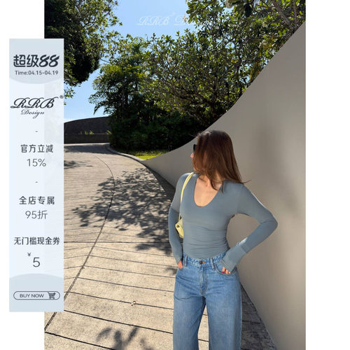 RRBDesignV领修身长袖T恤