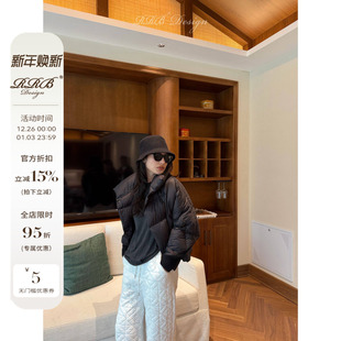 短款 保暖百搭翻领单排扣拼接针织长袖 鹅绒服 Design RRB