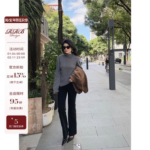 RRB Design 「超模裤王」修身显瘦高腰弹力加绒复古微喇裤牛仔裤