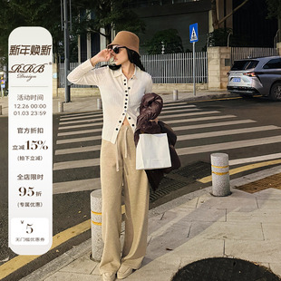 宽松百搭显瘦松紧腰系带垂感休闲加厚直筒裤 一片式 Design RRB