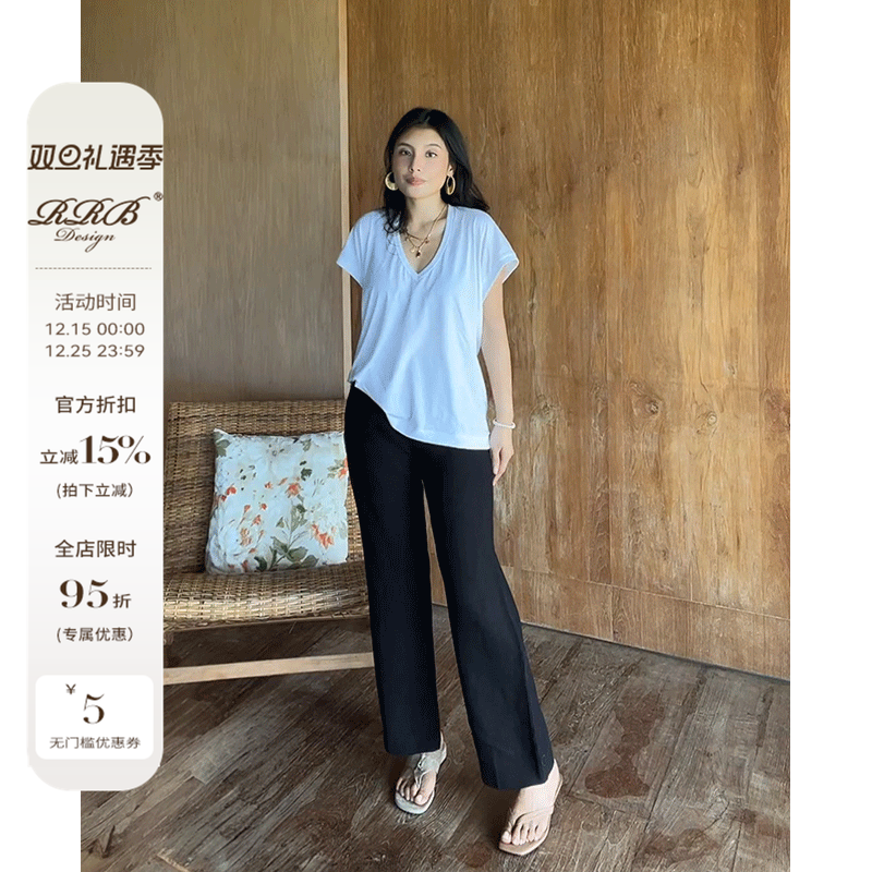 RRB Design「奈斯庄园」宽松显瘦百搭亚麻休闲裤直筒裤