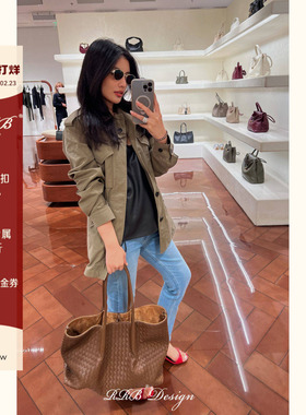 RRB Design「老钱猎装」重工酵磨水洗上衣精梳棉显瘦长袖外套女