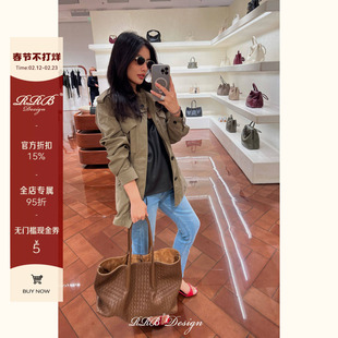 RRB Design「老钱猎装」重工酵磨水洗上衣精梳棉显瘦长袖外套女