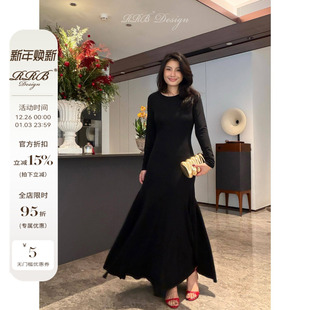百搭轻奢赫本风气质黑色鱼尾大摆连衣裙 秋冬高级经典 RRB Design