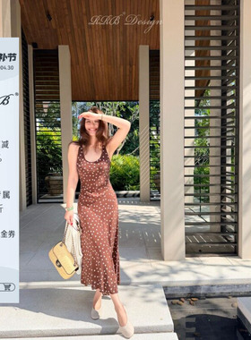 RRB Design「Polka狂想曲」复古姆米砂洗真丝修身剪裁波点连衣裙