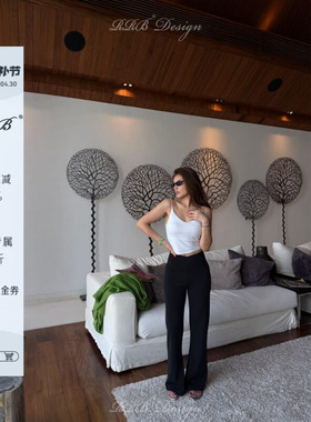 RRB Design 修身显瘦V腰头高弹纯色微喇裤简约垂感休闲裤