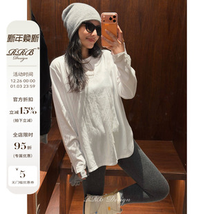 纯色长袖 宽松显瘦百搭时尚 T恤圆领慵懒休闲上衣 Design RRB