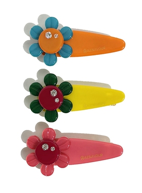 韩饰AZ饰品头饰镶钻圆片六瓣花三角形鸭嘴夹女YZJ0622