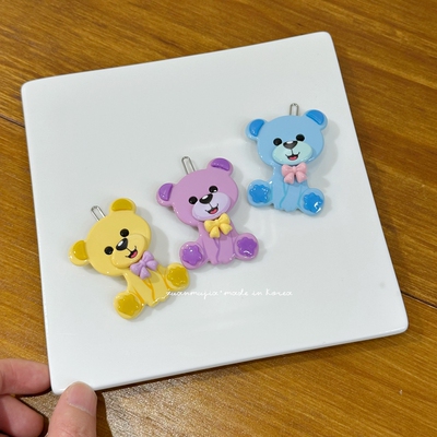 韩饰AZ可爱卡通小熊发夹甜美可爱少女感发饰