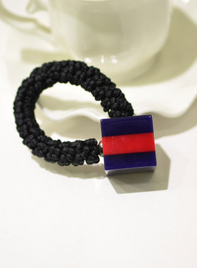 韩饰AZ饰品发饰雅致头绳素面彩色条纹方块皮筋发圈女FQ0984