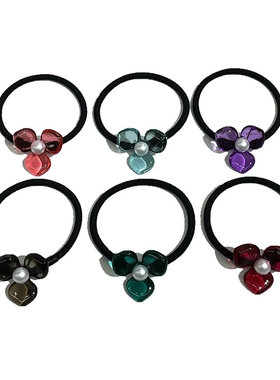 韩饰AZ饰品头饰雅致素面头绳半球透明三瓣花发圈皮筋FQ1243