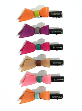 韩饰AZ发饰彩色蝴蝶结鸭嘴夹发夹边夹发饰