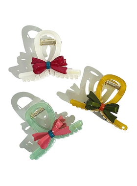 韩饰AZ饰品炫彩蝴蝶结交叉抓卡ZQ0515