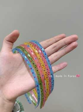 韩饰AZ彩色波 爱心发箍女果冻色可爱甜美细边发饰头箍