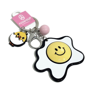 韩饰AZ饰品挂件素面甜美荷包蛋镜子钥匙扣包挂YSK0334