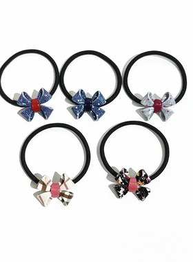 韩饰AZ饰品头饰雅致素面条纹波点图案蝴蝶结发圈FQ1404