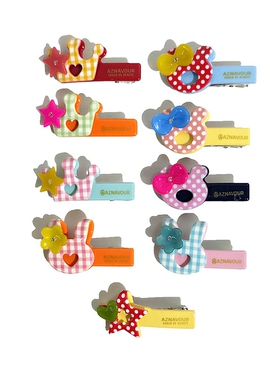 韩饰AZ饰品头饰素面波点网格兔子皇冠鸭嘴夹女YZJ0538