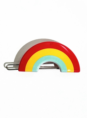 韩饰AZ饰品头饰雅致素面半圆三色彩虹边卡扣卡女BQ1702