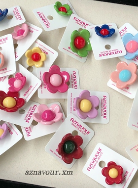 韩饰AZ可爱立体花朵胸针彩色装饰品日常搭配小巧精致