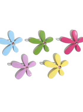 韩饰AZ饰品发饰雅致镶钻马卡龙色炫彩五瓣花边卡扣卡BQ1774