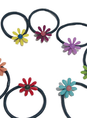 韩饰AZ饰品发饰雅致头绳素面半球彩色花朵皮筋发圈女FQ1092