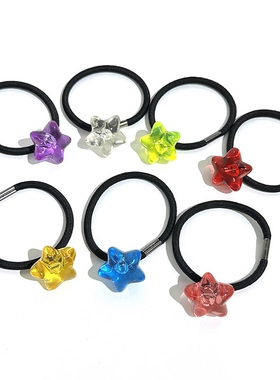 韩饰AZ饰品头饰发饰雅致素面炫彩透明色五角星发圈女FQ1418