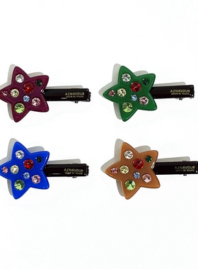 韩饰AZ饰品头饰雅致果冻色镶钻五角星鸭嘴夹YZJ0781