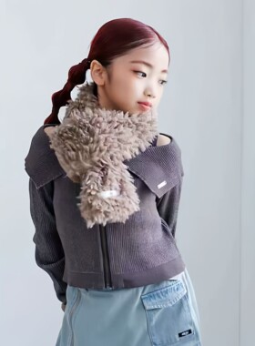 出口日本外贸原单春秋冬季保暖百搭素雅女儿童纯色围巾泰迪绒围脖