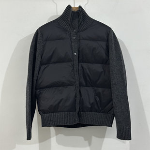韩代订单品质款高颜值羊毛拼接袖高领羽绒服女翻领外套2026冬新款