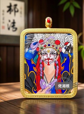 白鹤童子唐卡吊坠纯手绘