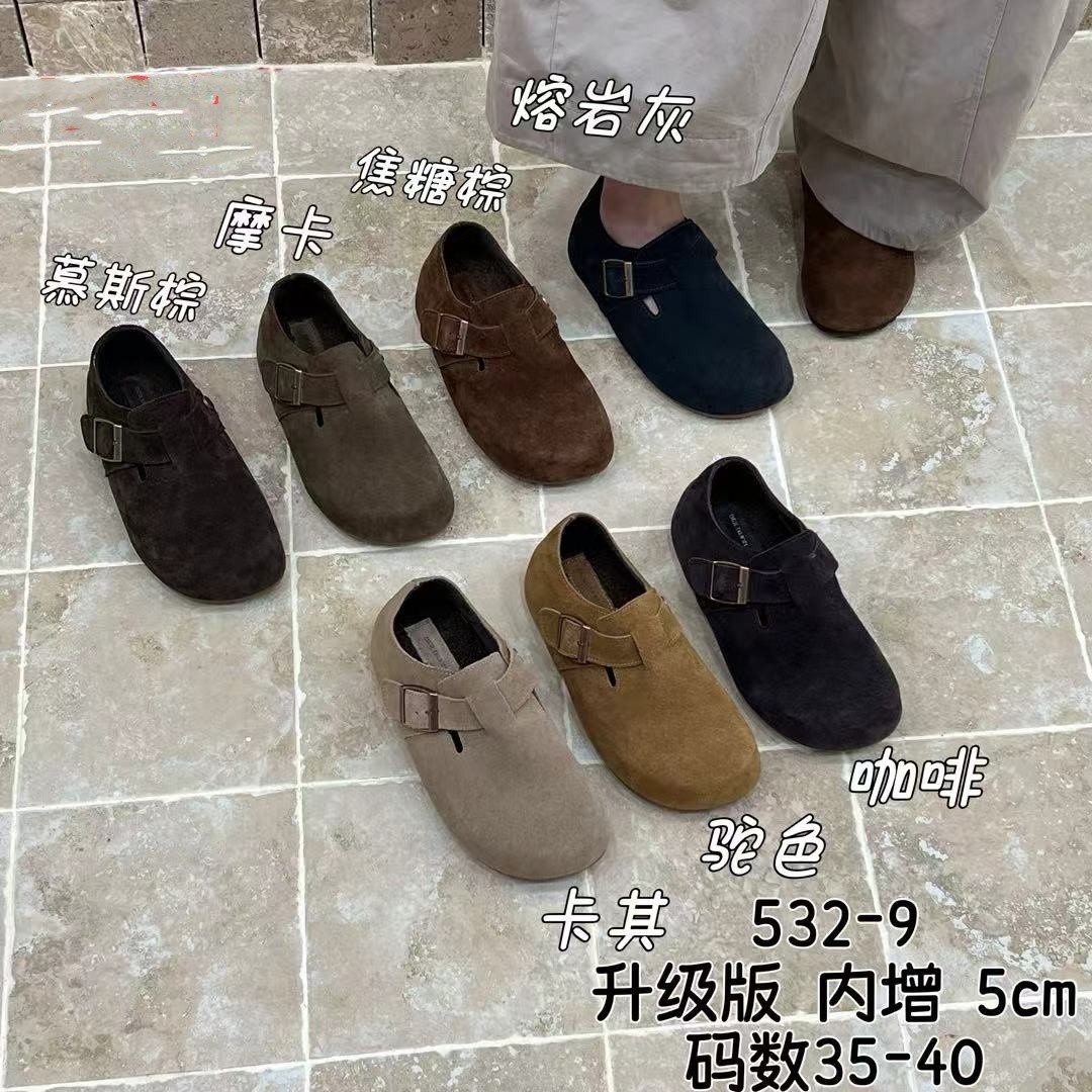 十三行女鞋实拍加绒内增高5CM内增高真皮勃肯鞋女鞋子2025秋冬季