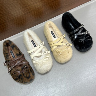 秋冬法式 十三行女鞋 潮流风秋冬纯色毛毛鞋 棉鞋 实拍加绒小香风单鞋