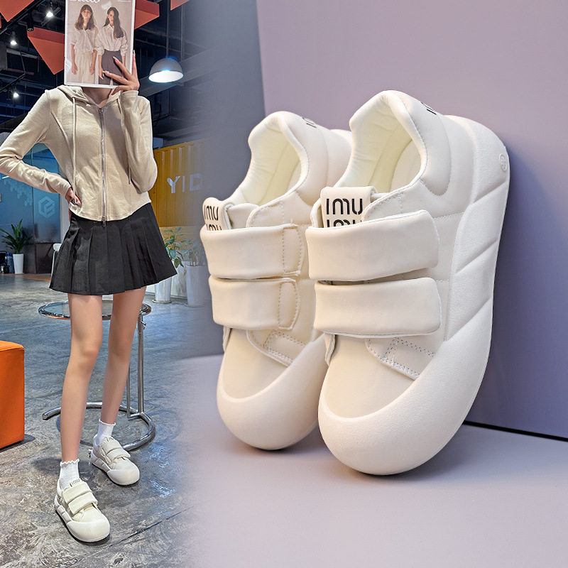 魔术贴小白鞋女款厚底百搭配裙子时尚休闲鞋