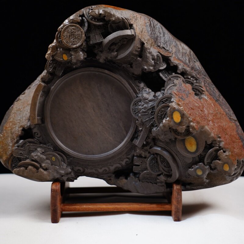 端砚梅花坑砚台肇庆天然原石华夏宝藏大尺寸书画礼砚摆件产地包邮