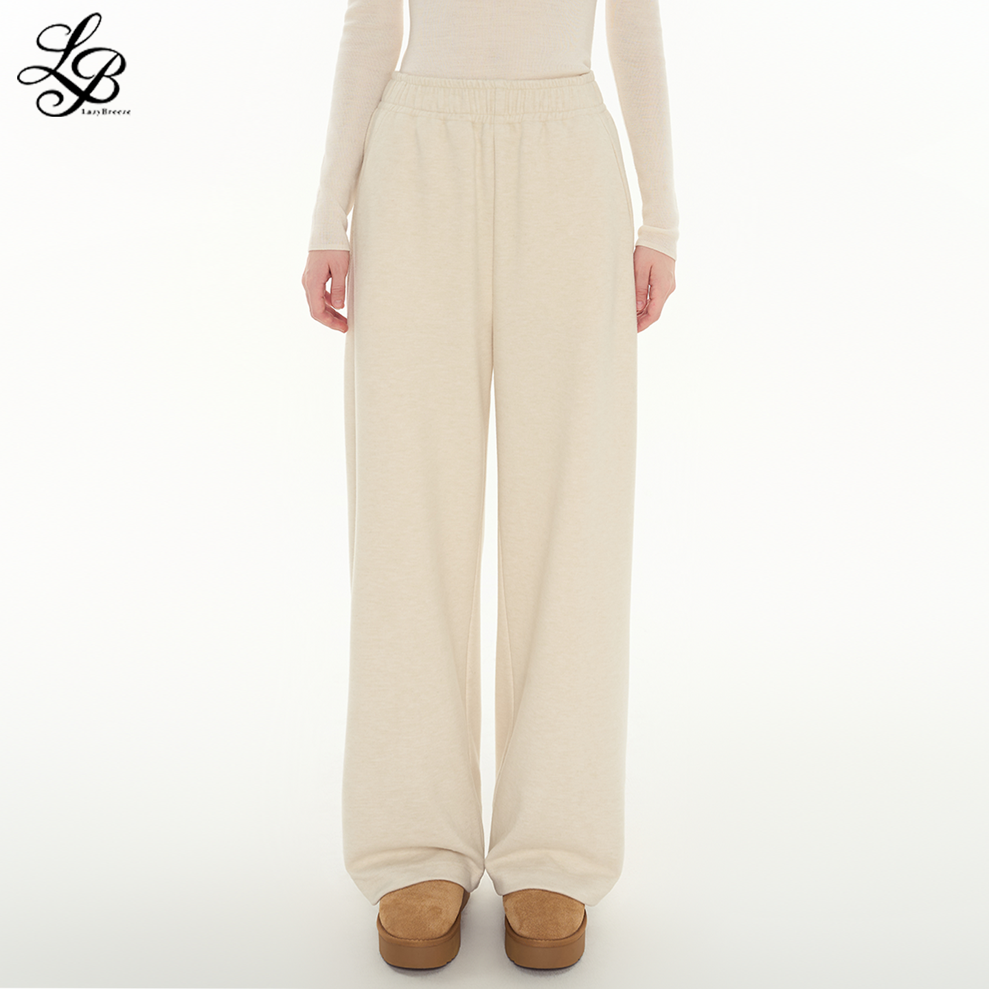 LazyBreeze中高腰醋酸面料直筒裤女25新款休闲宽松显瘦垂感拖地裤