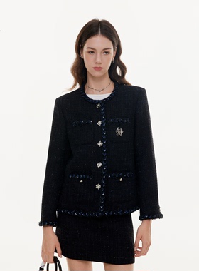 LazyBreeze秋季原创法式轻奢高级感修身短款小香风外套/短裙套装