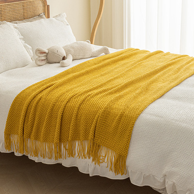 针织毯子简约纯色盖毯