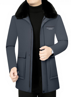 绅骑正品冬季新款可脱卸加绒加厚内胆棉服中年大毛领棉衣B29357