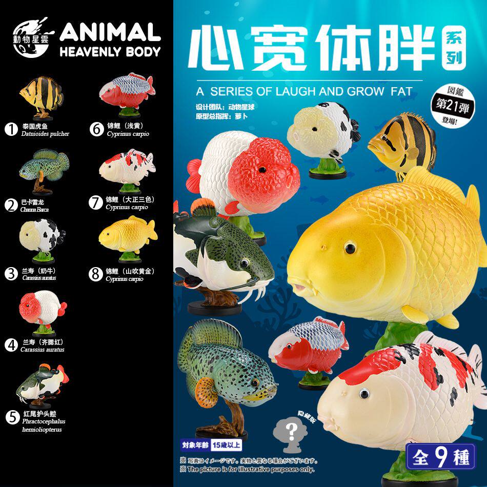 动物星云星球心宽体胖21弹观赏鱼手办模型锦鲤虎鱼巴卡雷龙兰寿鱼