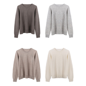 Deessesicile静奢通勤风山羊绒无缝一体成型毛衣简约圆领针织衫 女