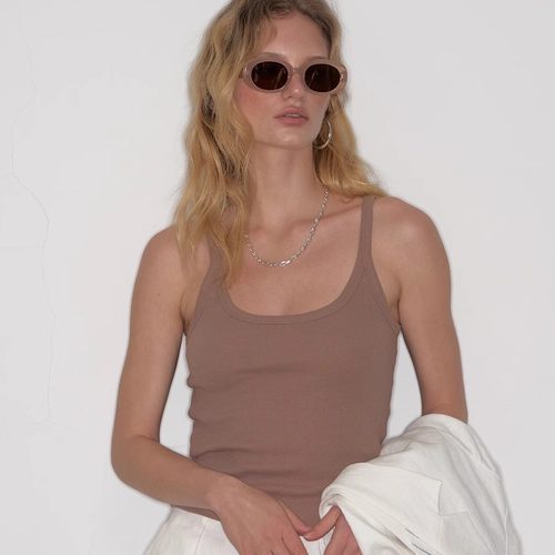 标配螺纹低胸显瘦小上衣吊带