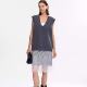 马甲毛衣 Deessesicile大象灰V领无袖 针织衫 优雅镂空蕾丝半身裙女