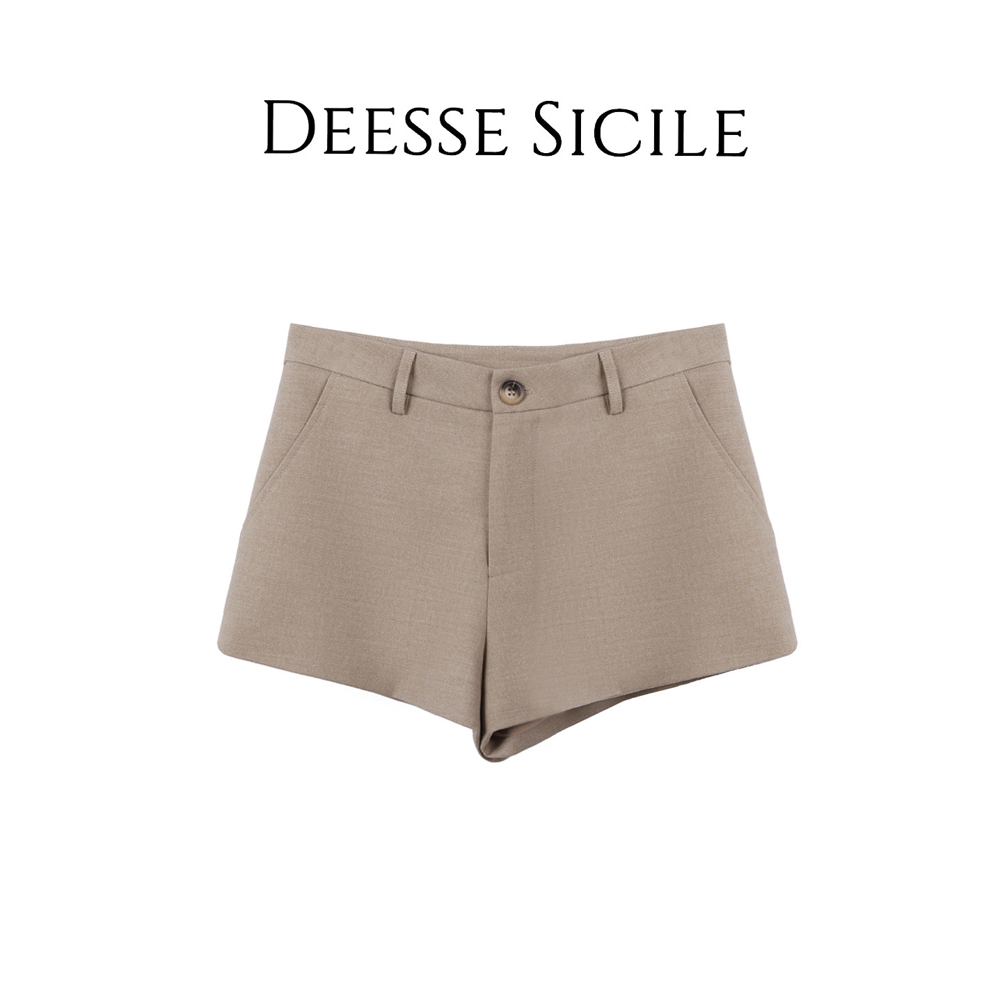 Deessesicile 卡其色西装短裤老钱风智性2026秋季高腰显瘦休闲裤