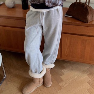 加绒运动卫裤 Deessesicile 休闲束脚裤 美式 女 日常轻松百搭懒人裤
