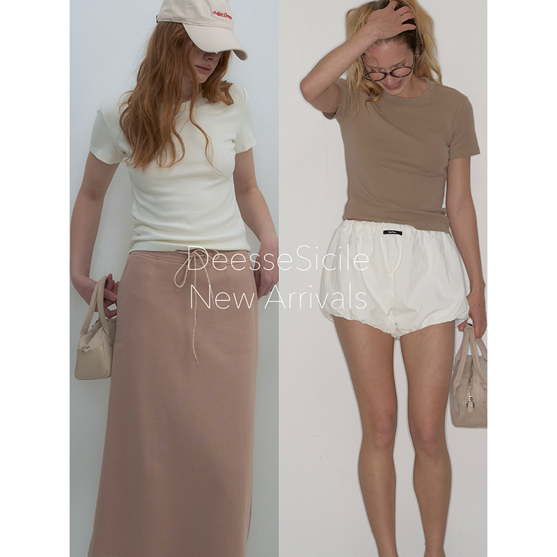 纯色修身显瘦正肩短袖T恤