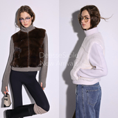 Deessesicile Lp奢华老钱风水貂毛拼针织立领拉链夹克皮草外套