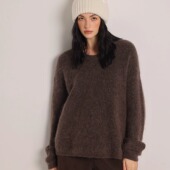 Deessesicile咖啡色马海毛套头针织衫 简约时尚 松弛慵懒圆领毛衣女